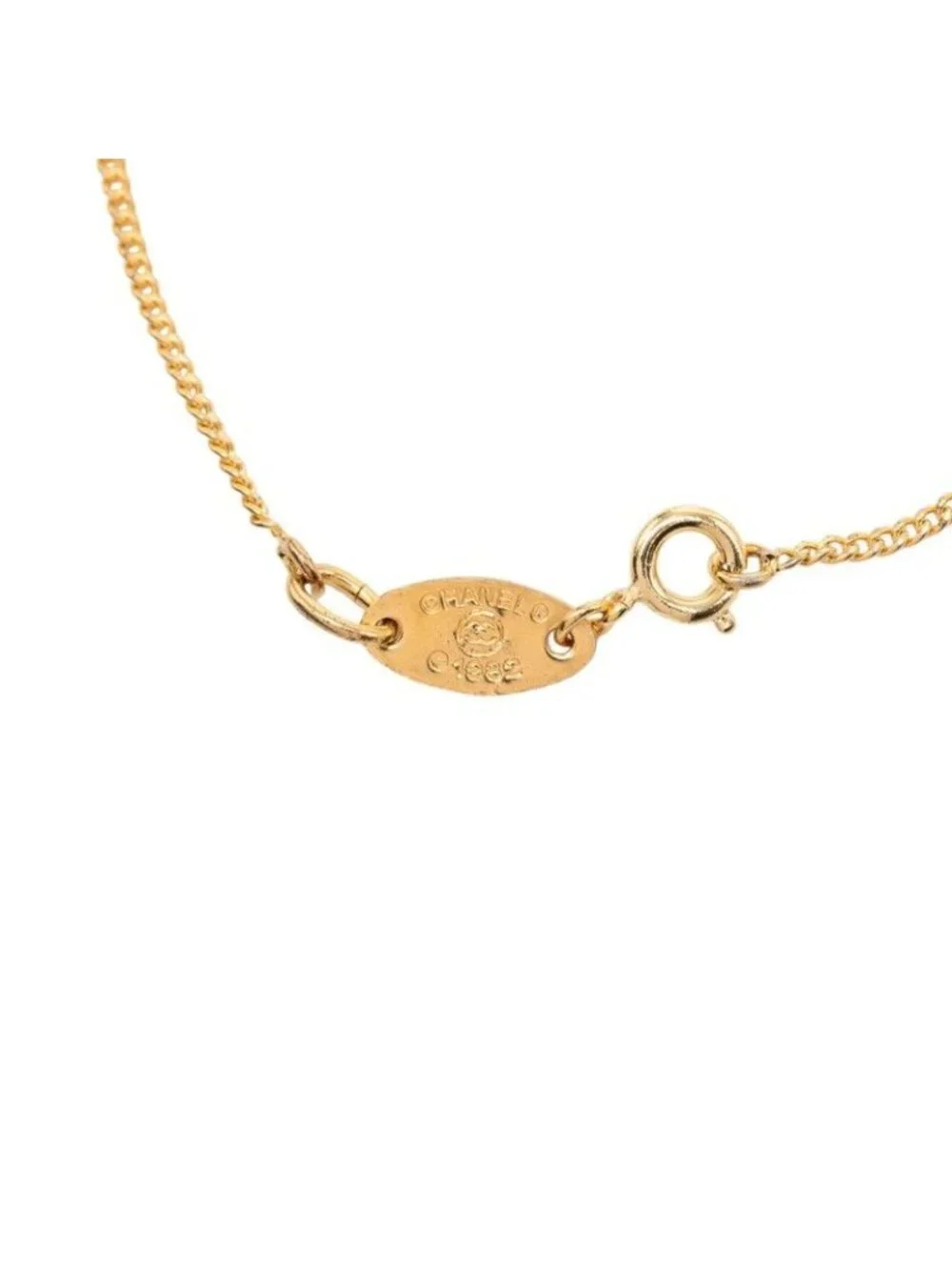 Chanel CC Logo Bracelet Gold Plated Rhinestone